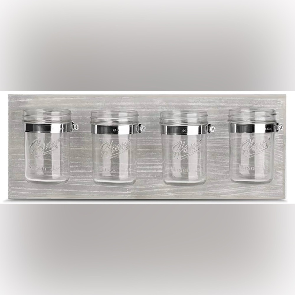 Rustic Mason Jar Toothbrush Holder
Mason Jar Wall Organizer with Silver Accents
